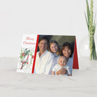 Tarjeta Festiva Feliz Navidad, Humingbird, tu foto familiar