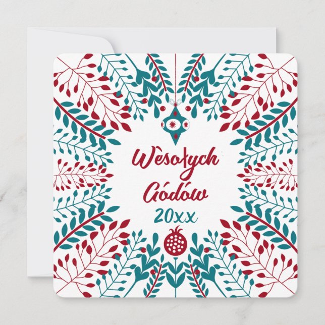Tarjeta Festiva Feliz Navidad, Kaszubi de Kashubia (Anverso)