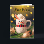Tarjeta Festiva Feliz Navidad, le deseo a Snowman Mug<br><div class="desc">Envíe deseos cálidos con una linda tazón de muñeco de nieve llena de chocolate caliente rodeada de adornos para decir Feliz Navidad a cualquiera.</div>