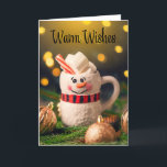 Tarjeta Festiva Feliz Navidad, le deseo a Snowman Mug<br><div class="desc">Envíe deseos cálidos con una linda tazón de muñeco de nieve llena de chocolate caliente rodeada de adornos para decir Feliz Navidad a cualquiera.</div>