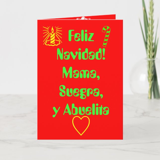 Tarjeta Festiva ¡Feliz Navidad! Mamá, Suegra y Abuelita (Anverso)