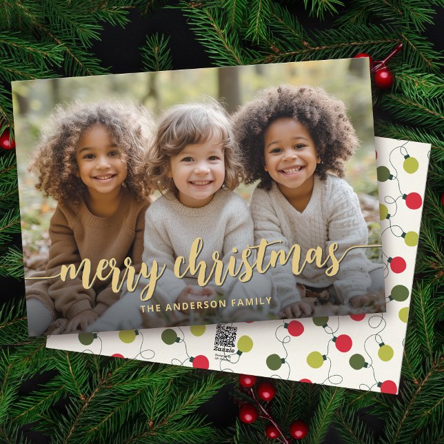 Tarjeta Festiva Feliz Navidad, moderna foto de la familia con letr (Subido por el creador)