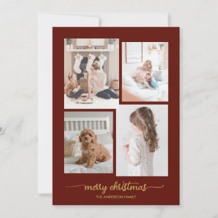 Tarjeta Festiva Feliz Navidad, Moderno, Elegante Cuatro Collages d