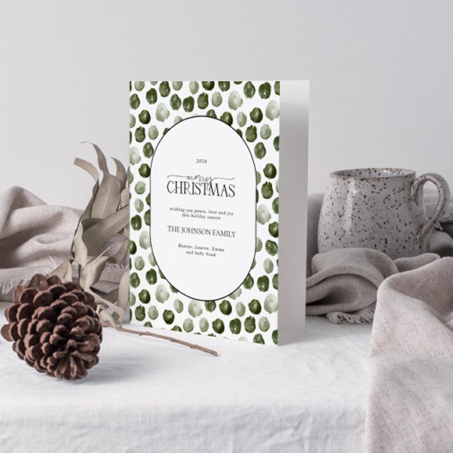 Tarjeta Festiva Feliz Navidad, moderno foto de puntos verdes (Get into the holiday spirit with a heartfelt folded christmas card! 🎅)
