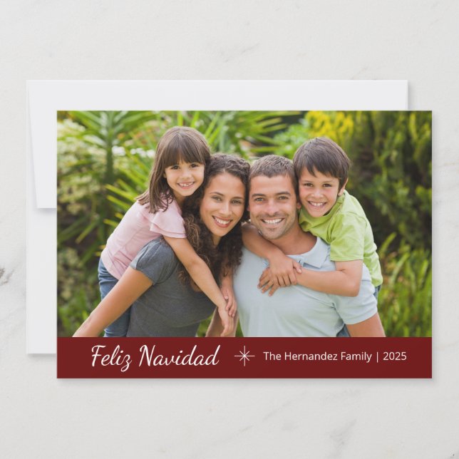 Tarjeta Festiva Feliz Navidad: Navidades de fotos familiares moder (Anverso)