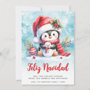 Tarjeta Festiva Feliz Navidad, Navidades de penguin