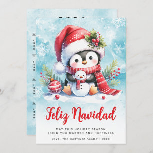 Tarjeta Festiva Feliz Navidad, Navidades de penguin
