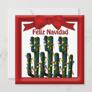 Tarjeta Festiva Feliz Navidad: Navidades del desierto Cactus