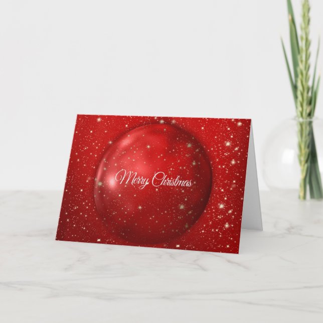 Tarjeta Festiva Feliz Navidad, Nieve de las Estrellas Rojas (Anverso)