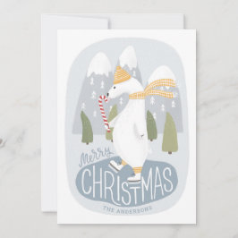 Tarjeta Festiva Feliz Navidad. Oso polar de invierno suave sobre e