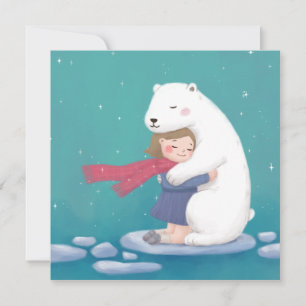 Tarjeta Festiva Feliz Navidad: Oso polar y Ilustracion infantil