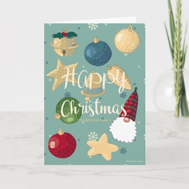 Tarjeta Festiva Feliz Navidad. Personalizable (Anverso)