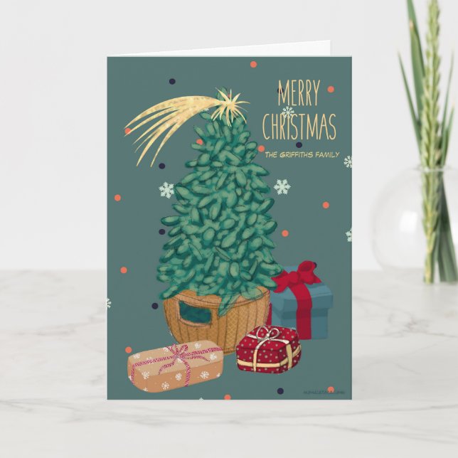 Tarjeta Festiva Feliz Navidad. Personalizable (Anverso)