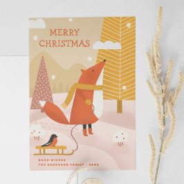 Tarjeta Festiva Feliz Navidad. Pterozoide de invierno