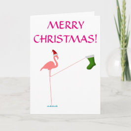 Tarjeta Festiva "¡FELIZ NAVIDAD!", Silueta rosada Flamingo