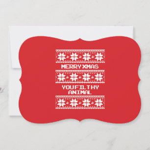Tarjeta Festiva Feliz Navidad, sucio animal