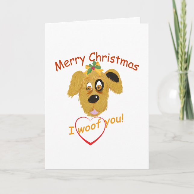 Tarjeta Festiva ¡Feliz Navidad-Te Woof/del perro o dueño! (Anverso)