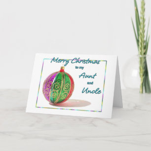 Tarjeta Festiva Feliz Navidad, tía y tío Multicolored Glass