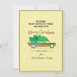 Tarjeta Festiva Feliz Navidad, tiempos más difíciles, crema festiv