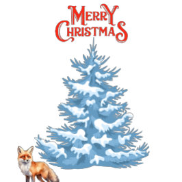 Tarjeta Festiva Feliz Navidad, un zorro caminando en la nieve