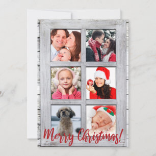 Tarjeta Festiva Feliz Navidad, ventana de Farmhouse, 6 foto