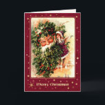 Tarjeta Festiva Feliz Navidad. Vintage Christmas Angel<br><div class="desc">Feliz Navidad. Feliz Yule. Vintage Navidades del Ángel de Navidad saludando tarjetas. Tarjetas de correspondencia y regalos disponibles en la categoría de Navidades y arte de Año Nuevo / Arte de época de nuestra tienda.</div>