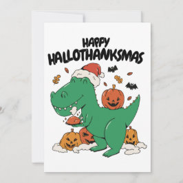 TARJETA FESTIVA FELIZ NAVIDADES DE HALLOTHANKSMAS T-REX, GRACIAS