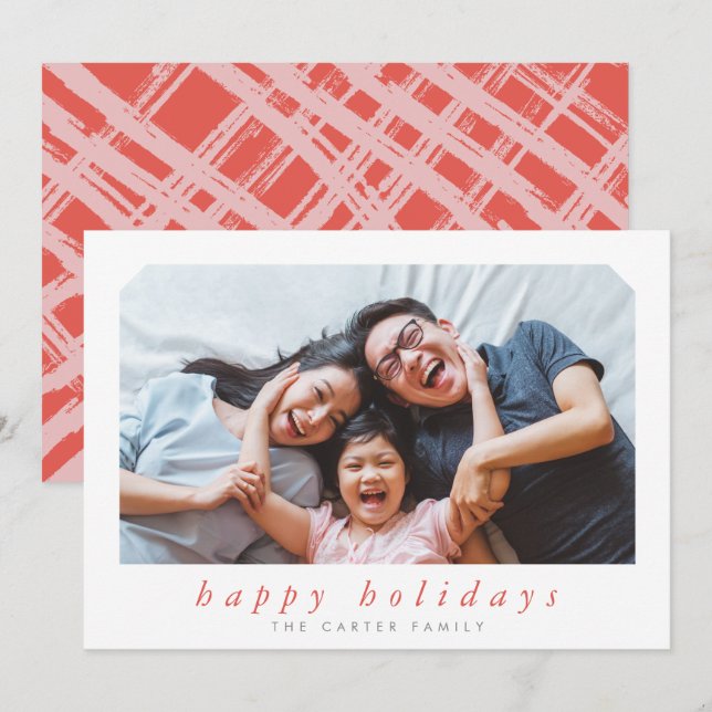 Tarjeta Festiva FELIZ navidades de VACACIONES simple cursiva enmar (Anverso / Reverso)