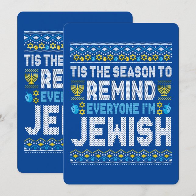 Tarjeta Festiva Feliz Navidades judíos de Chrismukkah Hanukkah (Anverso / Reverso)