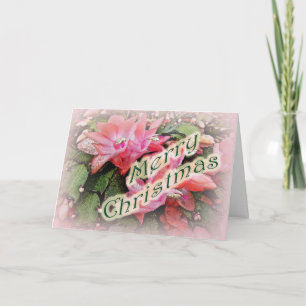 Tarjeta Festiva Feliz Navidades navideños Cactus Flowers