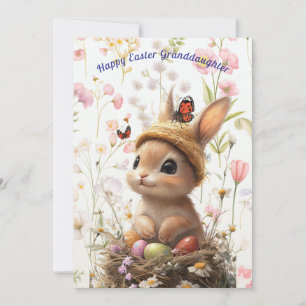 Tarjeta Festiva Feliz Nieta de Pascua Bunny Lamb