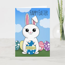 Tarjeta Festiva Feliz Nieta de Pascua, linda conejita con huevos