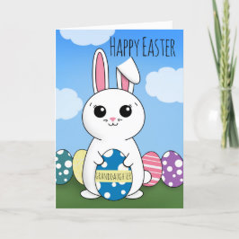 Tarjeta Festiva Feliz Nieta de Pascua, linda conejita con huevos