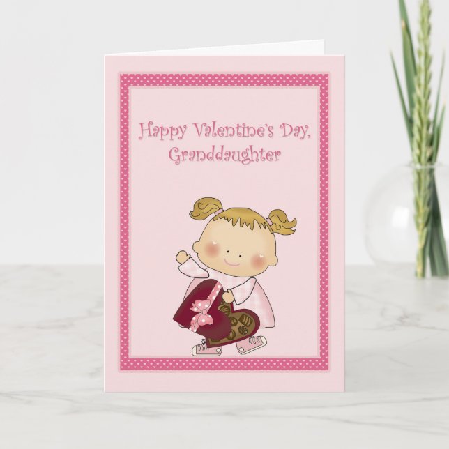 Tarjeta Festiva Feliz nieta de San Valentín, dulce de la caja del  (Anverso)