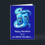 Tarjeta Festiva Feliz nieto de Hanukkah con Dreidel girando<br><div class="desc">Este diseño celebra Hanukkah. Para buscar elementos coincidentes,  escriba "penguincornerstore hanukkah" en la barra de búsqueda Zazzle.</div>