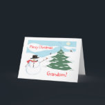 Tarjeta Festiva ¡Feliz nieto de Navidad!-Snowman y Sledding<br><div class="desc">Esta tarjeta linda y original es la perfecta para enviarla a su nieto especial... ¡también puede ser personalizada en el frente y en el interior para otra relación familiar! Es fácil, solo usa la plantilla para cambiar a nieto, a sobrino, nieta, etc. Cuenta con un muñeco de nieve en un...</div>