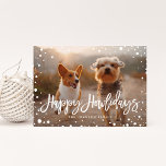 Tarjeta Festiva Feliz Nieve de Howlidays | Foto de Navidades Masco<br><div class="desc">Esparza alegría esta temporada de vacaciones con esta elegante tarjeta de fotos de vacaciones con tu amigo favorito de cuatro patas con un guión de broche que dice "Felices Howlidays" y viene con un patrón de nieve a juego en la parte trasera</div>