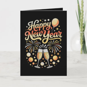 Tarjeta Festiva Feliz Nochevieja Saludos Temporada de Vacaciones F