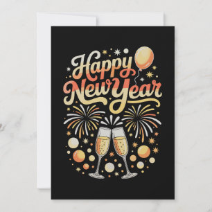 Tarjeta Festiva Feliz Nochevieja Saludos Temporada Navideña Famili