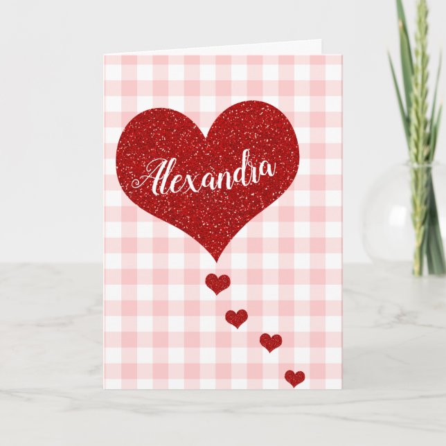 Tarjeta Festiva Feliz nombre personalizado de San Valentín (Anverso)