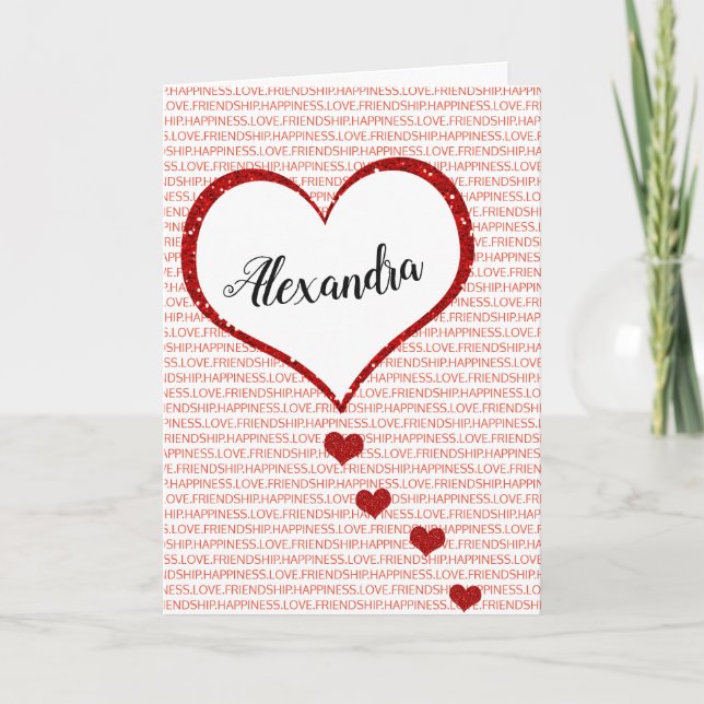 Tarjeta Festiva Feliz nombre personalizado de San Valentín (Anverso)