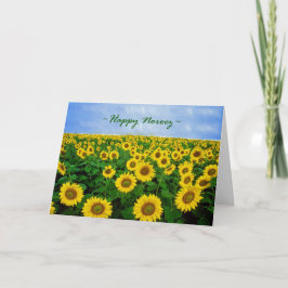 Tarjeta Festiva Feliz Norooz, Girasoles en el Campo