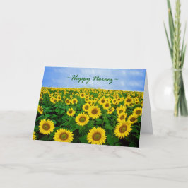 Tarjeta Festiva Feliz Norooz, Girasoles en el Campo