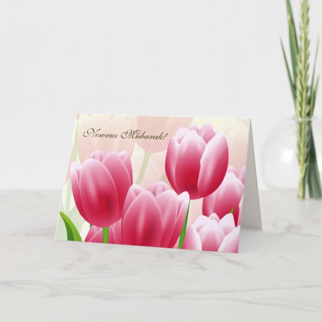 Tarjeta Festiva Feliz Nouruz. Año Nuevo persa en la primavera de l (Anverso)