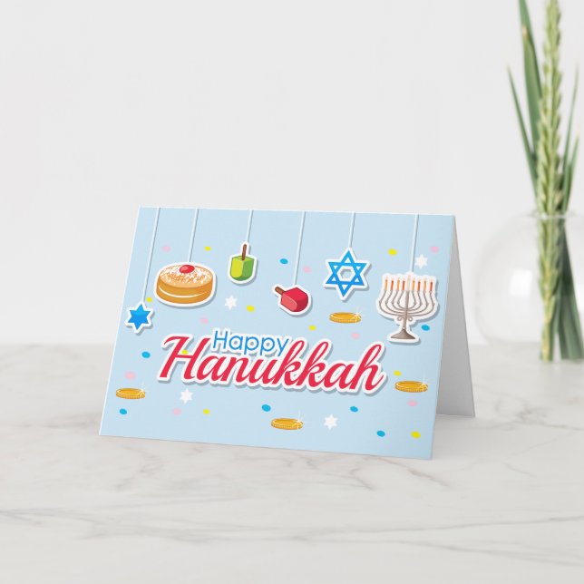 Tarjeta Festiva Feliz Ornamento de Hanukkah (Anverso)