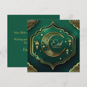 Tarjeta Festiva Feliz Oro Eid Estrellas Cresal Estrellas Linterna 
