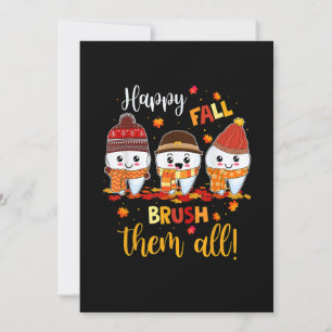 Tarjeta Festiva Feliz Otoño Cepíllense Todos Equipo Dental Odontól