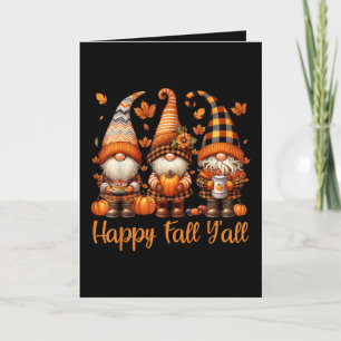 Tarjeta Festiva Feliz Otoño Gnomos Calabaza Día de Acción de Graci