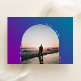 Tarjeta Festiva FELIZ Óvalo de arco de Año Nuevo Gradiente de ómbr