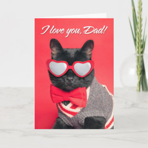 Tarjeta Festiva Feliz padre de gato negro en gafas de sol caliente